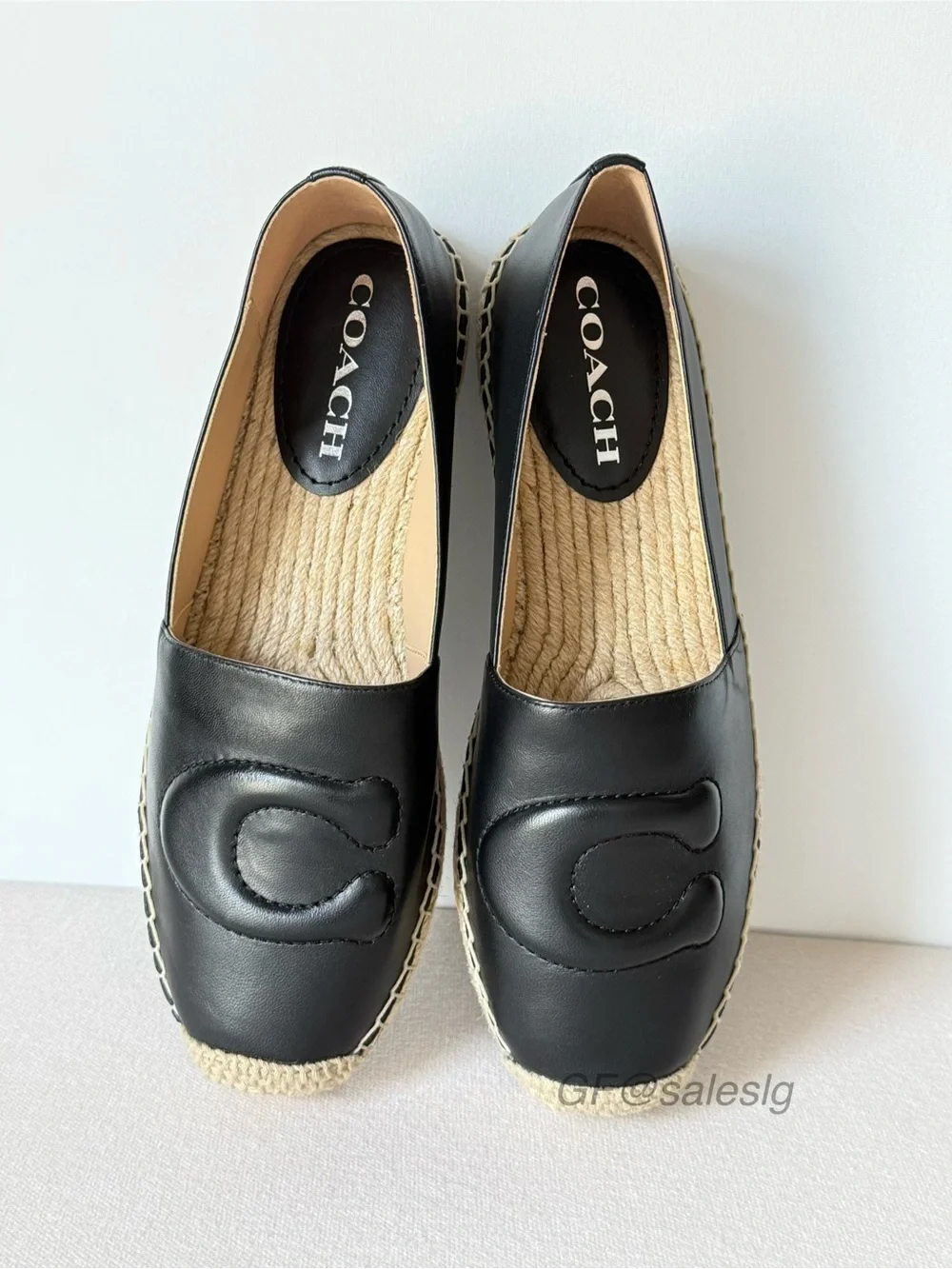 Coach Cruz Espadrille Leather Loafer Black CR848 Size 7
